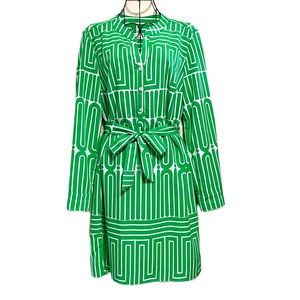 Trina Turk Green and White Midi Dress